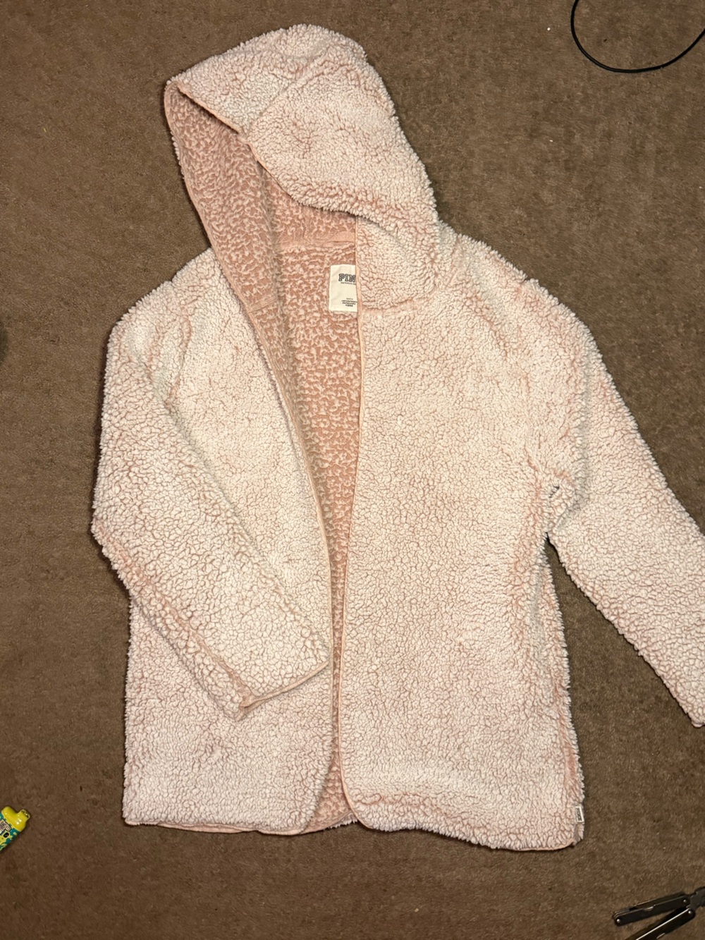 Victoria's Secret Light Pink Hooded Sherpa Cardigan